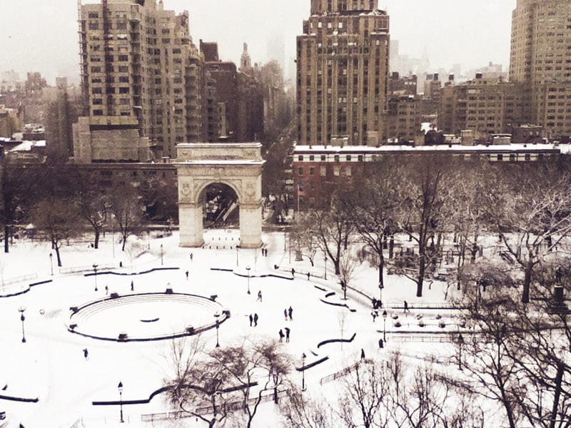 华盛顿广场公园在冬天，格林威治村，纽约
