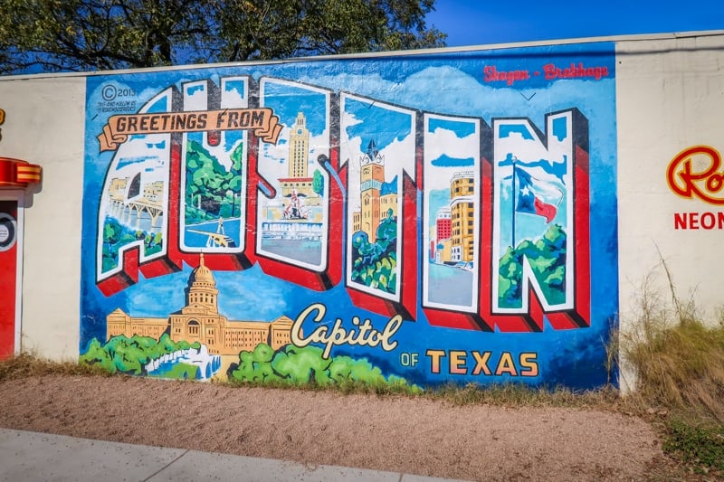 德克萨斯州奥斯汀的壁画，这是美国最适合独自旅行的地方之一