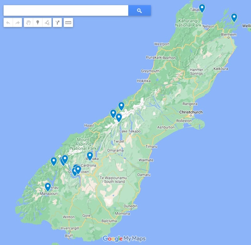 新西兰南岛地图