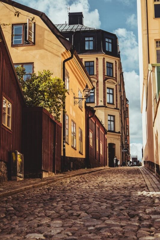 斯德哥尔摩的鹅卵石街道