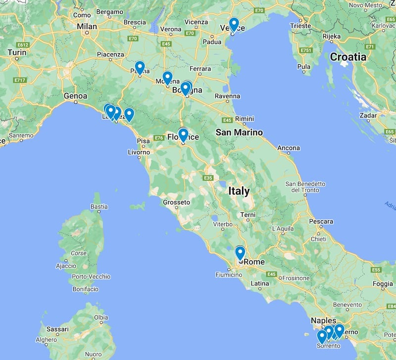 单人旅行意大利地图